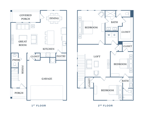 Floor plan for 3 beds, 2.5 baths, 1868 sqft